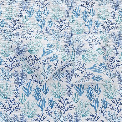 Madelinen® Coastal Watercolor Coral Quilt Set with Shams