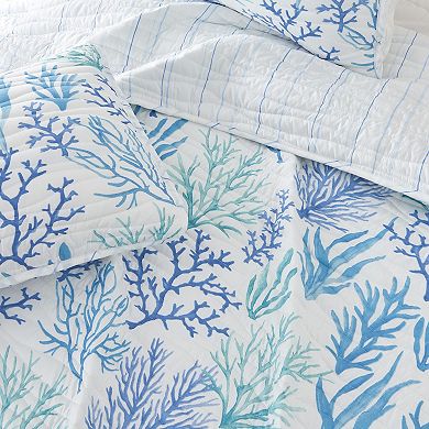 Madelinen® Coastal Watercolor Coral Quilt Set with Shams