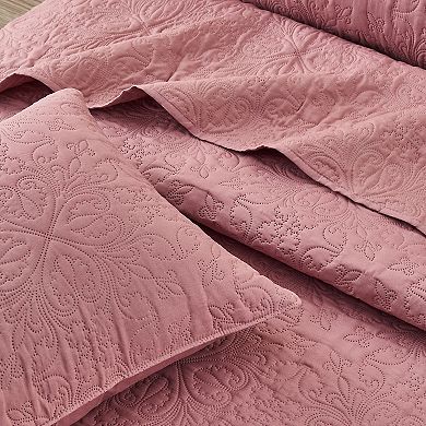 Madelinen® Oversized Solid Pinsonic Quilt Set with Shams