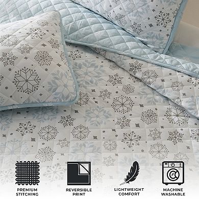 Madelinen® Winter Snowflake Reversible Quilt Set with Shams