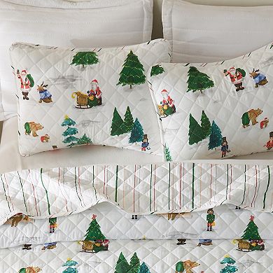 Madelinen® Winter Holiday Santa Claus Quilt Set with Shams