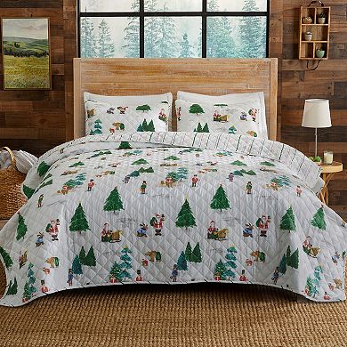 Madelinen® Winter Holiday Santa Claus Quilt Set with Shams