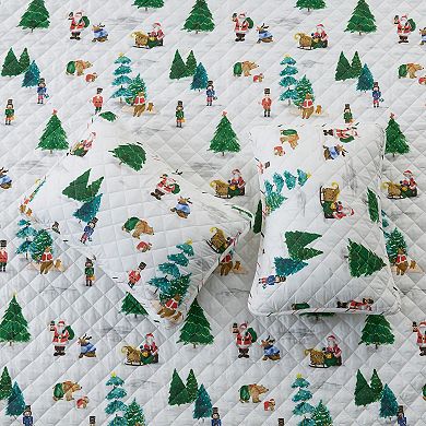 Madelinen® Winter Holiday Santa Claus Quilt Set with Shams