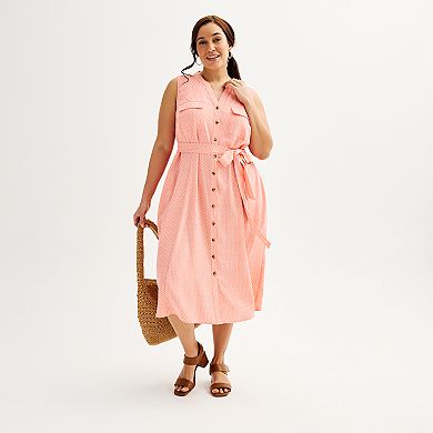 Plus Size Croft & Barrow® Y-Neck Shirt Dress