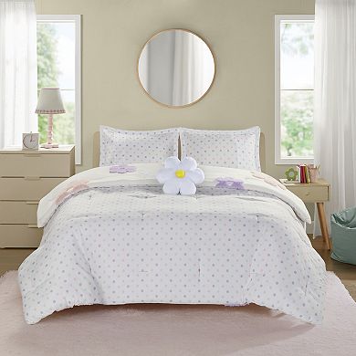 Intelligent Design Madeline Floral Reversible Tufted Chenille Comforter Set with Flower Throw Pillow