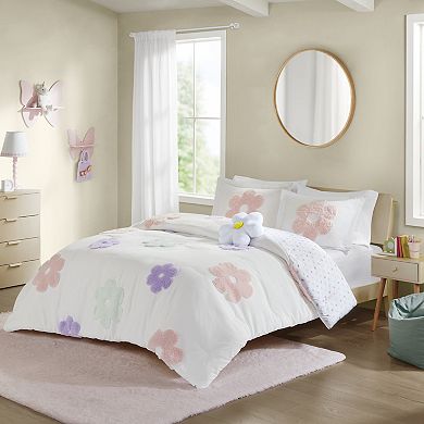 Intelligent Design Madeline Floral Reversible Tufted Chenille Comforter Set with Flower Throw Pillow
