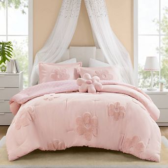 Intelligent Design Madeline Floral Reversible Tufted Chenille Comforter Set with Flower Throw Pillow