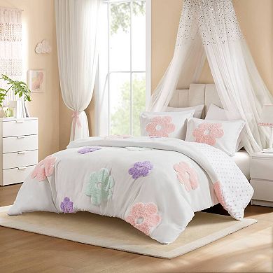 Intelligent Design Madeline Floral Reversible Tufted Chenille Duvet Cover Set