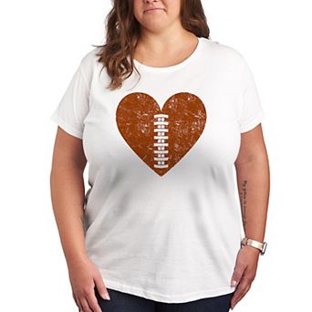 Plus Size Heart Football Graphic Tee