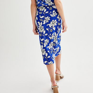 Jupe Portefeuille Rouge à Fleurs Sonoma Lifestyle Taille S Occasion Très Bon état - Coton