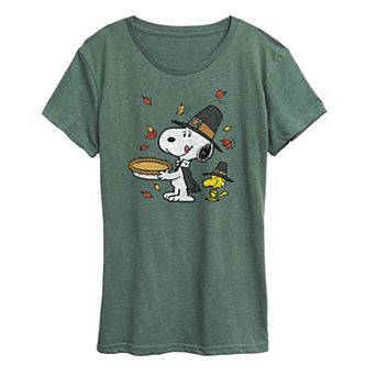 Women's Peanuts Snoopy & Woodstock Thanksgiving Scene Graphic Tee