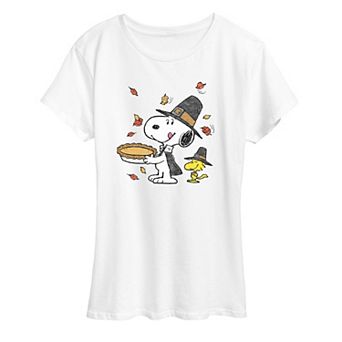 Women's Peanuts Snoopy & Woodstock Thanksgiving Scene Graphic Tee