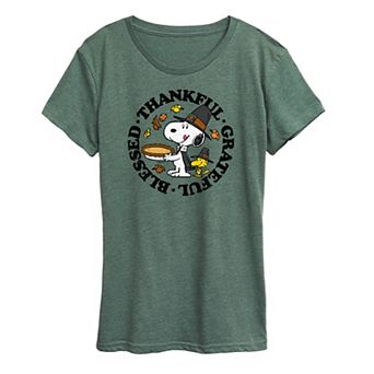 Women's Peanuts Snoopy & Woodstock Thankful Graphic Tee