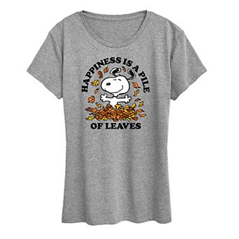 Women's Peanuts Snoopy Pile Of Leaves Graphic Tee