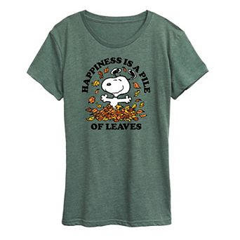 Women's Peanuts Snoopy Pile Of Leaves Graphic Tee