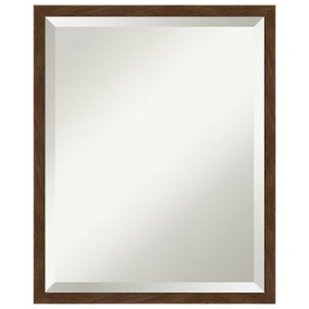 Carlisle Brown Narrow Beveled Wood Bathroom Wall Mirror