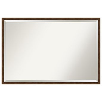 Carlisle Brown Narrow Beveled Wood Bathroom Wall Mirror
