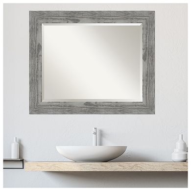 Bridget Grey Beveled Wood Bathroom Wall Mirror