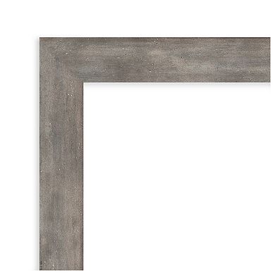 Marred Pewter Beveled Wood Bathroom Wall Mirror