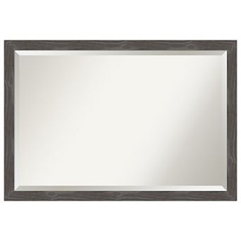 Woodridge Rustic Grey Beveled Wood Bathroom Wall Mirror