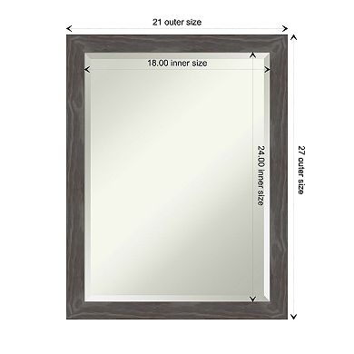 Woodridge Rustic Grey Beveled Wood Bathroom Wall Mirror