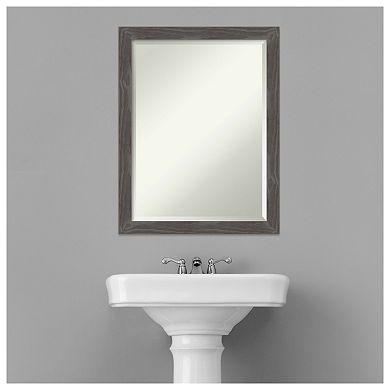 Woodridge Rustic Grey Beveled Wood Bathroom Wall Mirror