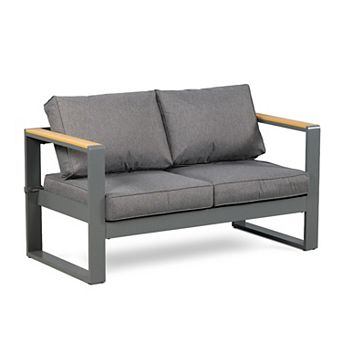 Aoodor Patio Furniture Loveseat Aluminum Sofa Couch Deep Seat