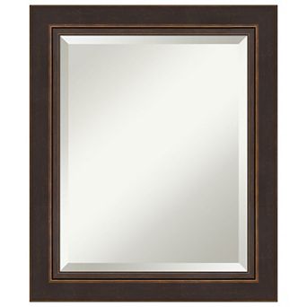 Lara Bronze Beveled Wood Bathroom Wall Mirror