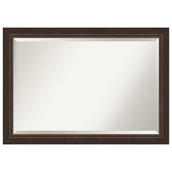 Lara Bronze Beveled Wood Bathroom Wall Mirror