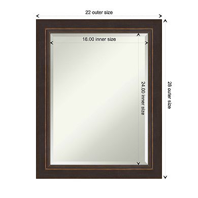 Lara Bronze Beveled Wood Bathroom Wall Mirror