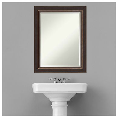 Lara Bronze Beveled Wood Bathroom Wall Mirror
