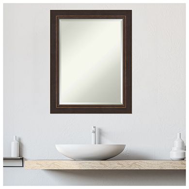 Lara Bronze Beveled Wood Bathroom Wall Mirror