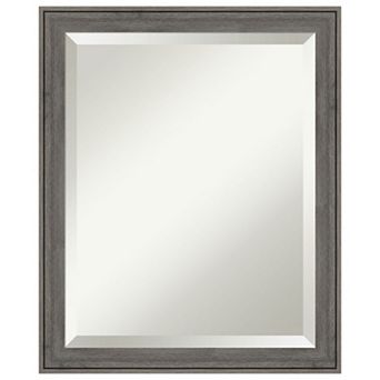 Regis Barnwood Grey Narrow Beveled Wood Bathroom Wall Mirror