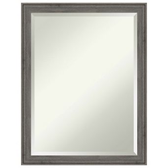 Regis Barnwood Grey Narrow Beveled Wood Bathroom Wall Mirror