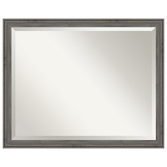 Regis Barnwood Grey Narrow Beveled Wood Bathroom Wall Mirror