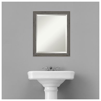 Regis Barnwood Grey Narrow Beveled Wood Bathroom Wall Mirror