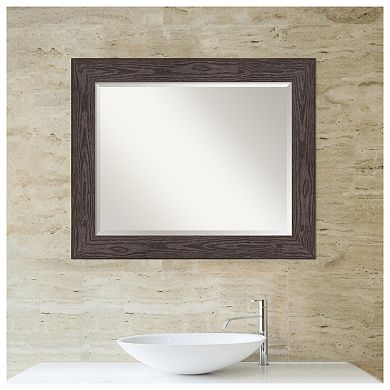 Bridget Black Beveled Wood Bathroom Wall Mirror