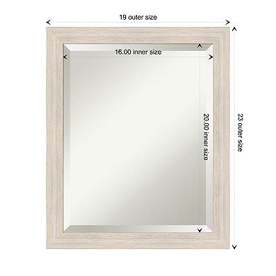 Hardwood Whitewash Narrow Beveled Wood Bathroom Wall Mirror