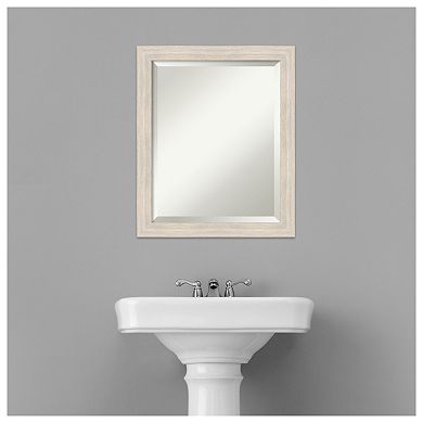 Hardwood Whitewash Narrow Beveled Wood Bathroom Wall Mirror