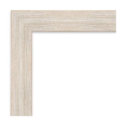 Hardwood Whitewash Narrow Beveled Wood Bathroom Wall Mirror