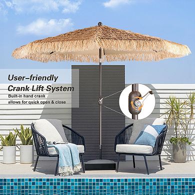 Aoodor Patio Umbrella Thatch Outdoor Umbrella （no Base）