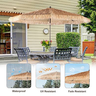 Aoodor 10FT Patio Umbrella Thatch Outdoor Umbrella