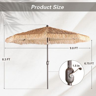 Aoodor Patio Umbrella Thatch Outdoor Umbrella （no Base）