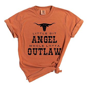 Little Bit Angel Horns Garment Dyed Tees