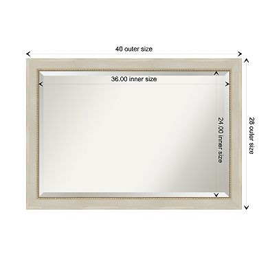 Parthenon Cream Beveled Wood Bathroom Wall Mirror