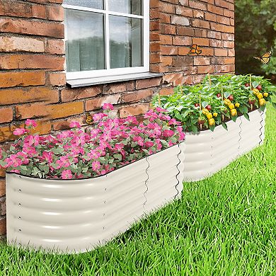 Aoodor Metal Raised Garden Bed - 60'' x 14.5'' x 17''(H) - Beige