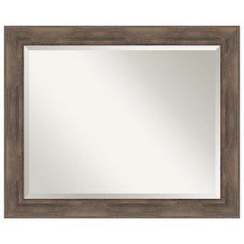 Hardwood Mocha Beveled Wood Bathroom Wall Mirror