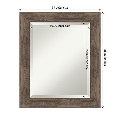 Hardwood Mocha Beveled Wood Bathroom Wall Mirror