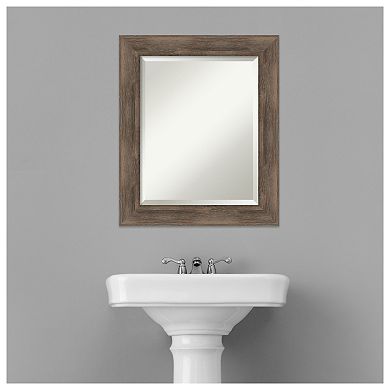 Hardwood Mocha Beveled Wood Bathroom Wall Mirror
