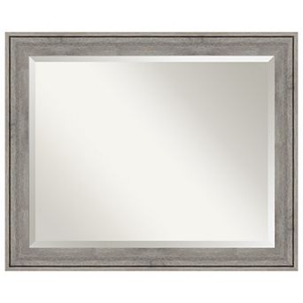 Regis Barnwood Grey Beveled Wood Bathroom Wall Mirror
